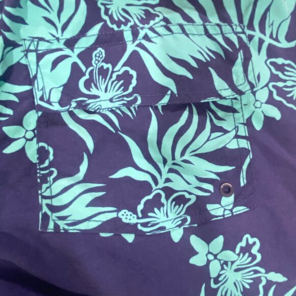 Reyn Spooner Mens Tropical Floral Swim Trunks 2XL Blue & Green Drawstring Stretc - Picture 4 of 13
